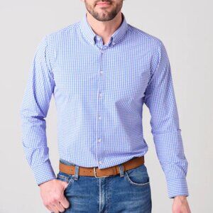 Mizzen + Main Leeward Dress Shirt Pink Blue Check Performance Stretch Men's XXL